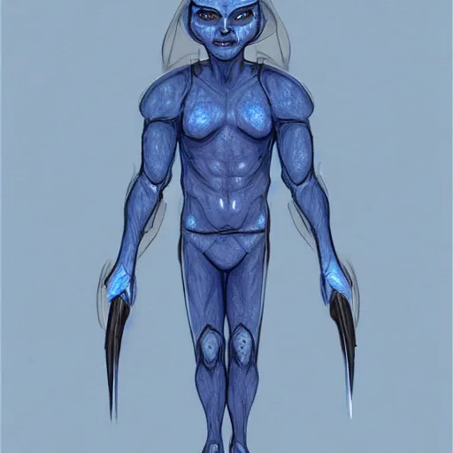 Prompt: alied with blue skin and antenna, starfleet pastel concept art