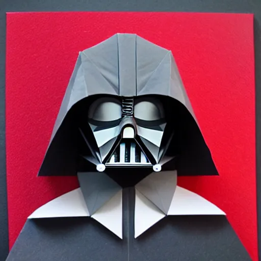 Image similar to darth vader origami, highly detailed