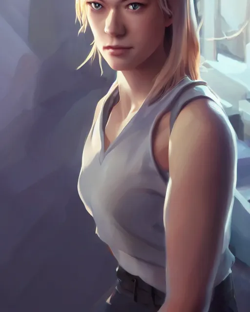 Image similar to yvonne strahovski, full shot, atmospheric lighting, visible face, perfectly shaded body, by makoto shinkai, stanley artgerm lau, wlop, rossdraws