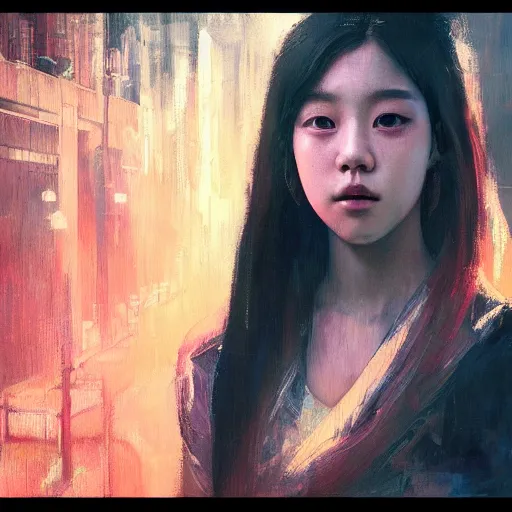 Image similar to jisoo of blackpink, hyperrealistic portrait, bladerunner street, art of elysium by jeremy mann and alphonse mucha, fantasy art, photo realistic, dynamic lighting, artstation, poster, volumetric lighting, very detailed face, 8 k, award winning