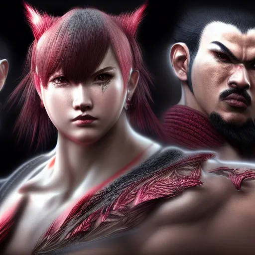 Image similar to hyper detailed digital portrait photo of characters of tekken, octane render, trending artstation