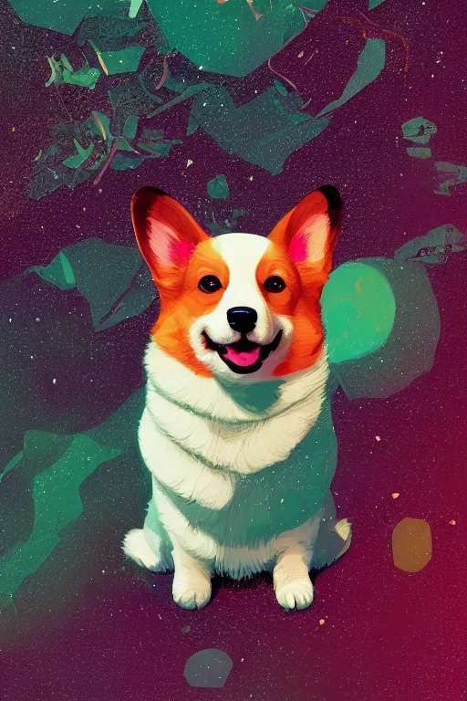 Prompt: adorably cute Portait of a Corgi, artstation winner by Victo Ngai, Kilian Eng and by Jake Parker, vibrant colors, winning-award masterpiece, fantastically gaudy, aesthetic octane render, 8K HD Resolution