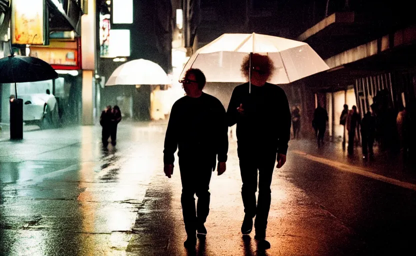 Prompt: cinestill 5 0 d candid photographic portrait by david cronenberg of todd solondz walking the streets of tel aviv, modern cyberpunk moody emotional cinematic, closeup, pouring rain menacing lights shadows, 8 k, hd, high resolution, 3 5 mm, f / 3 2, ultra realistic faces, ex machina