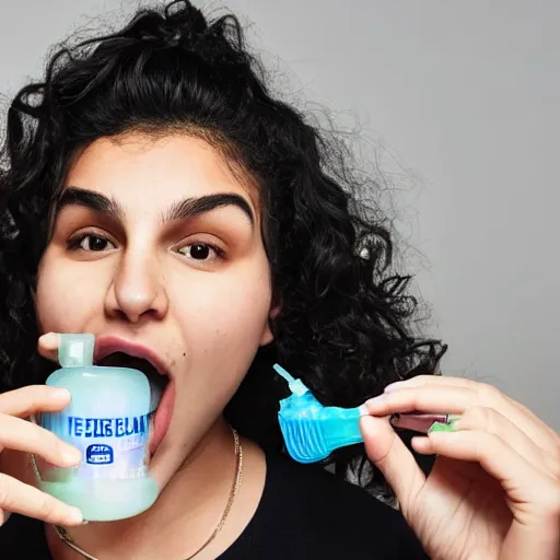 Prompt: alessia cara gargling mouthwash