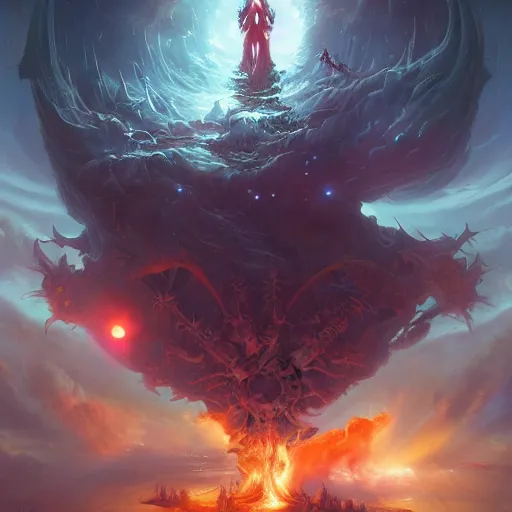 Prompt: ultradetailed satanic spaceship opening synthwave portal to insanity dimension by peter mohrbacher and emmanuel shiu and martin johnson heade and bastien lecouffe - deharme