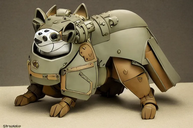 Image similar to heavily armoured mechanical corgi by studio ghibli