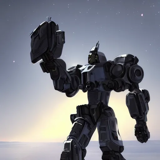 Image similar to photorealistic cool space military mech in the style of Hollywood