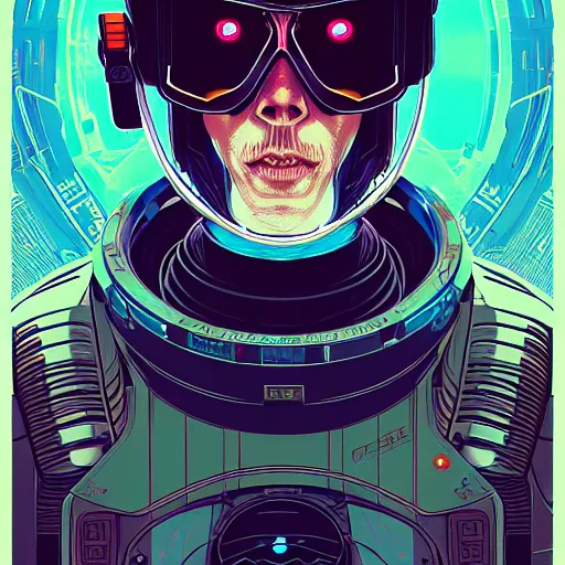 Image similar to close up portrait of a 23rd century Space Pirate by James Jean Dan Mumford Strongstufftom, most wanted, skull helmet, glorious data traveler, Ghost in the shell, Akira, cyberpunk, Blade Runner