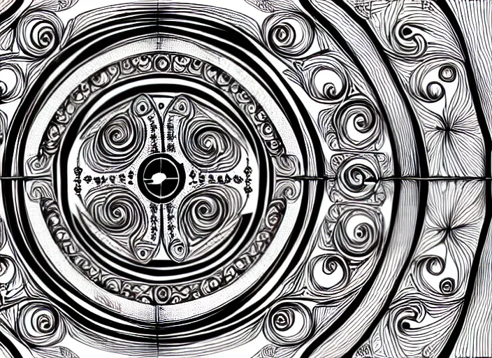 Image similar to symmetry! human fetus, intricate filigree, elegant, highly detailed, centered, concept art, smooth, sharp focus, lineart, illustration, 3 d occlusion, penned with black on white on gray, 8 k