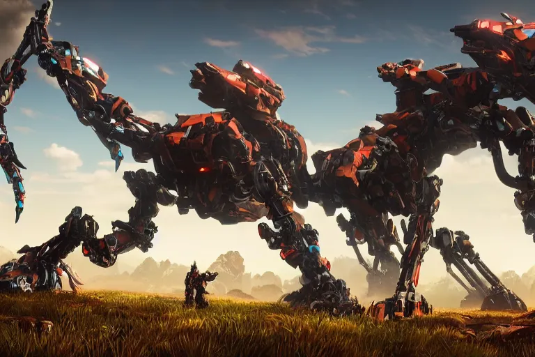 Prompt: longleg machine mecha animal beast robot of horizon forbidden west horizon zero dawn bioluminiscence global illumination ray tracing hdr fanart arstation by sung choi and eric pfeiffer and gabriel garza and casper konefal