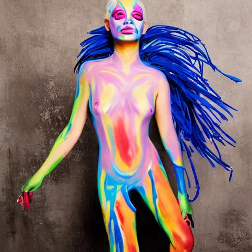 Image similar to Sia Furler photoshoot full body paint