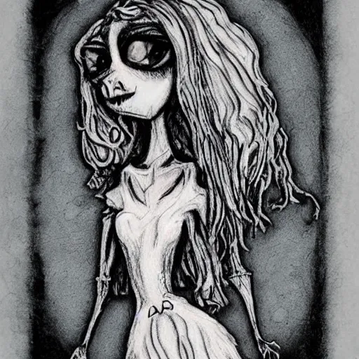 Prompt: grunge drawing of a dog by mrrevenge in the style of corpse bride