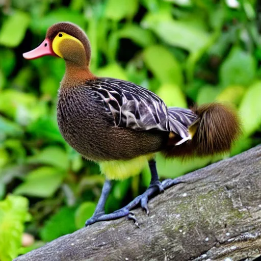 Prompt: kiwi bird and duck hybrid