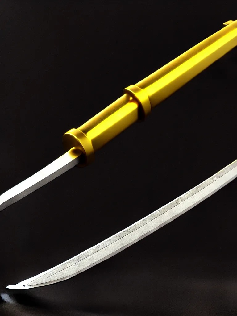 Image similar to magic long sword, proportional image, glowing blade, clean background, 3 d octane render, blade, sharp, gold, gems, cryptoblades