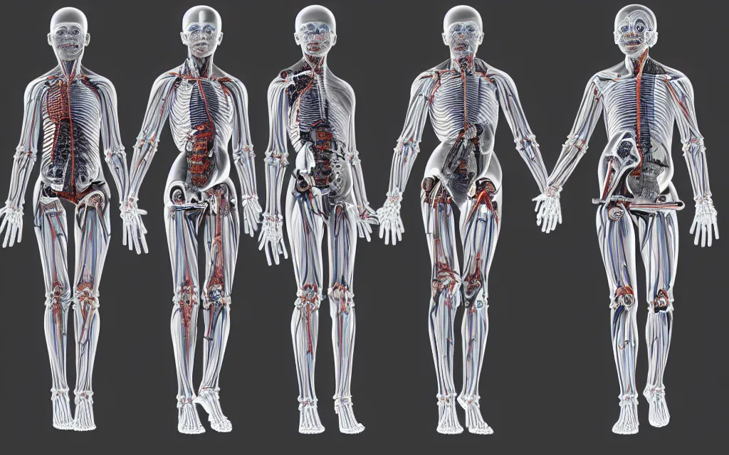 Prompt: diagram of cyborg humans'future biomechanical evolution, scientific anatomical diagram