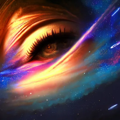 Image similar to fantasy eye watching over a galaxy, high detail, digital art, beautiful , concept art,fantasy art, 4k