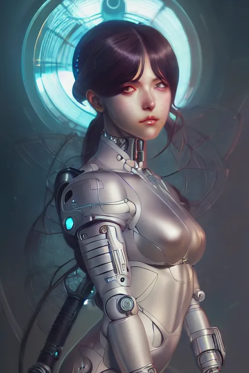 Prompt: ultra realistic, a cybernetic anime girl, sci - fi, intricate details, eerie, highly detailed, octane render, 8 k, art by artgerm and alphonse mucha and greg rutkowski, artstation
