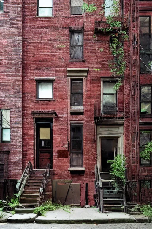 Image similar to (((((a ramshackle Manhattan brick brownstone deep in the forest))))) by Grace Liu!!!!!!!!!!!!!!!!!!!!!!!!!!!