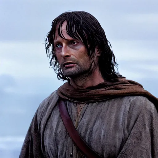 Image similar to mads mikkelsen as aragorn in lord of the rings