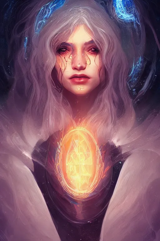 Image similar to A Beautiful Blackhole Sorceress, digital art, fantasy, magic, trending on artstation, ultra detailed, professional illustration by David Romero, ArtGerm, WLOP