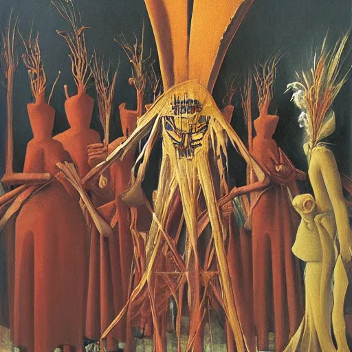 Prompt: venice carnival in the style of remedios varo and Zdzisław Beksiński and norman rockwell