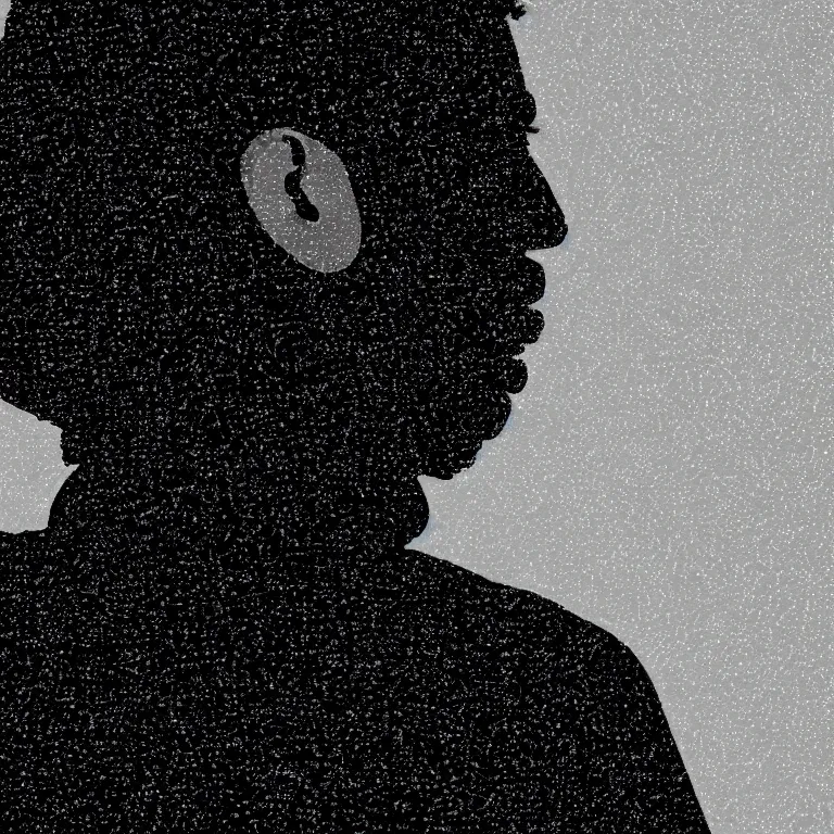 Prompt: silhouette of rapper rapping, holding microphone, profile view, distinct, 4k