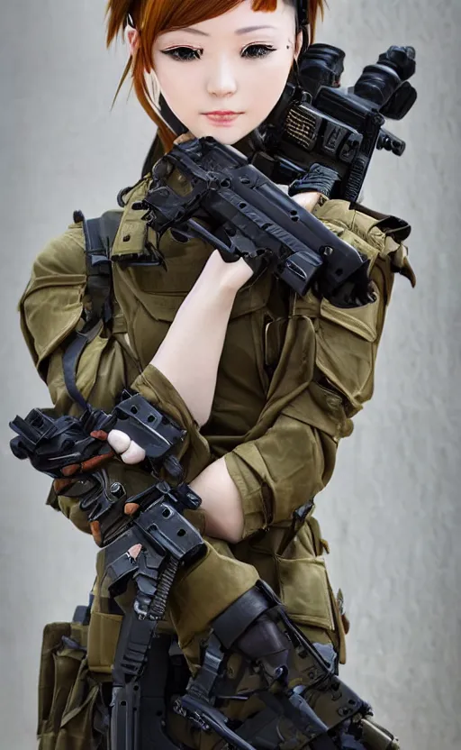 Prompt: portrait photo, highly detailed, high resolution, cosplay photo, stunning, girls frontline style, bokeh soft, 100mm, trending on instagram, by professional photographer, realistic human anatomy, real human faces, realistic military carrier, soldier clothing, mechanical exoskeleton, modern warfare, realistic guns, shot with a canon, low saturation