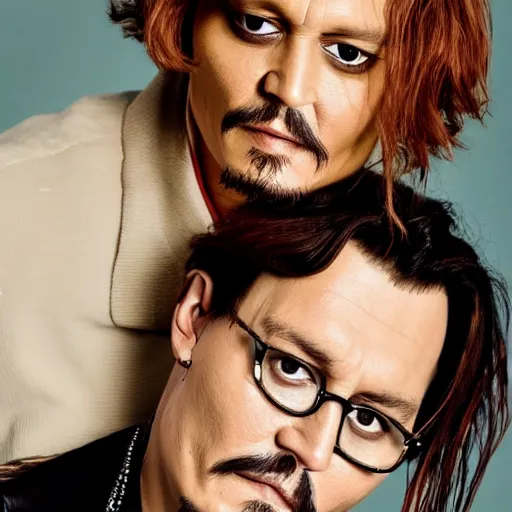 Prompt: photo of johnny depp with a ginger hair women studio portrait