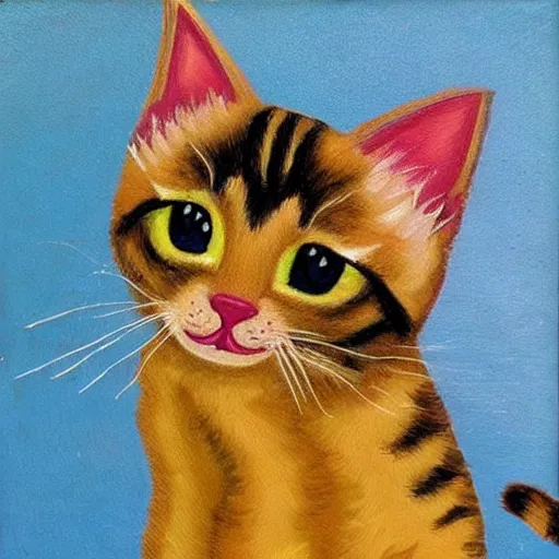 Image similar to very cute cats impasto