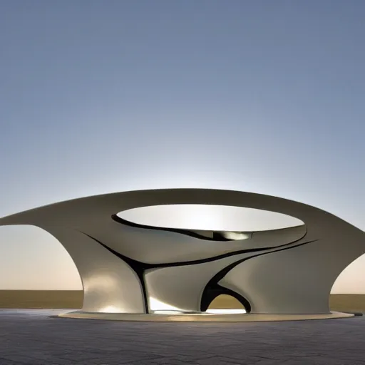 Image similar to a shiny and solemn memorial by zaha hadid