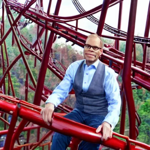 Prompt: alton brown on a roller coaster