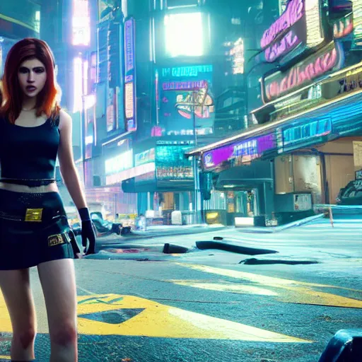 Image similar to anna kendrick in cyberpunk 2 0 7 7, unreal engine 5 4 k, hyperdetailed photorealism