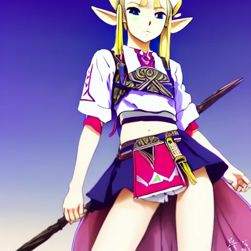 Image similar to a beautiful boyish zelda alluring gravure model, wearing japanese mayan street fashion school girl outfit with mayan pattern and native style, aztec street fashion, jrpg armor, perfect anime face, gapmoe yandere grimdark, trending on pixiv fanbox, painted by greg rutkowski makoto shinkai takashi takeuchi studio ghibli, akihiko yoshida