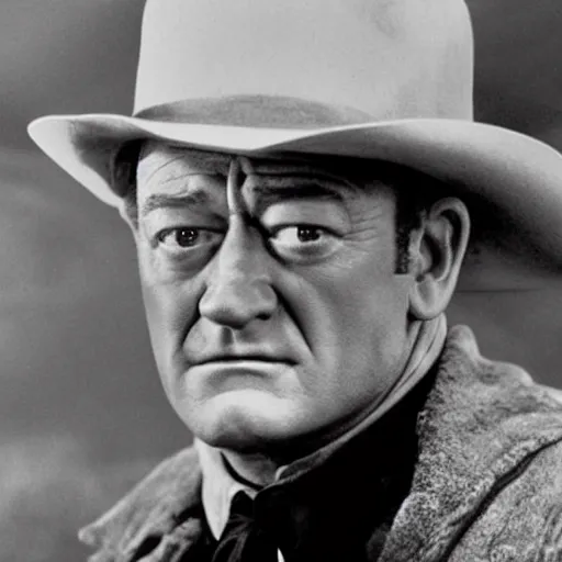 Image similar to a film still of john wayne as harry potter