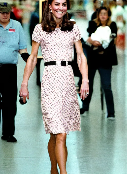 Prompt: candid photo of kate middleton in a shopping mall in the 1990s