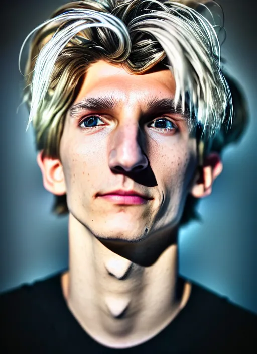Prompt: photorealistic portrait photograph of xqc looking at you, twitch tv, felix lengyel, goblin, depth of field, soft focus, highly detailed, intricate, realistic, national geographic cover, soft glow, textured skin