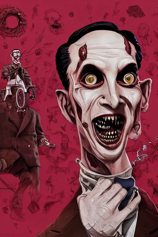 Prompt: pee wee herman in sleepy hollow, full body, big two toned eyes, teeth gritted, horror, intricate details, cinematic, epic, realistic, anatomy, tomer hanuka, uplight, artstation, photorealistic, scary