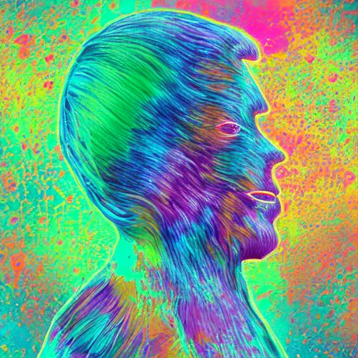 Prompt: beautiful vibrant iridescent future for human evolution