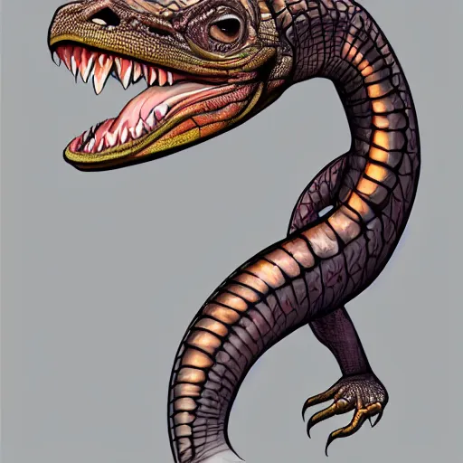 Image similar to beautiful female humanoid reptile, cartoon, digital art, full character, high detail drawing