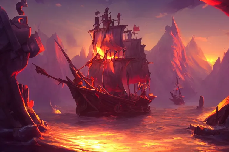 Prompt: photo cartoon illustration comic manga painting of pirate ship with black sails, fantasy environement, digital painting, volumetric lighting by feng zhu, 3 d alejandro alvarez alena aenami artworks in 4 k beeple, by thomas kinkade hearstone league of legends dofus overwatch