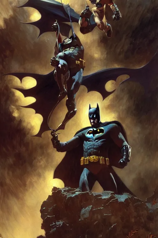 Image similar to batman, highly detailed painting by gaston bussiere, craig mullins, j. c. leyendecker 8 k