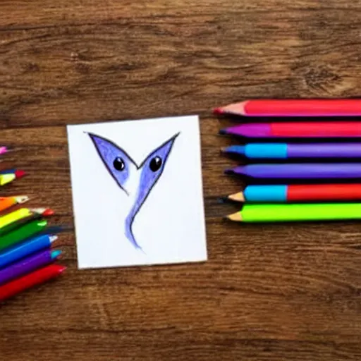 Image similar to children's drawing of a generic alien being drawng with crayons