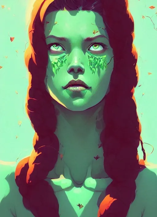 Image similar to highly detailed portrait of poison ivy, surburb woman, photographic realistic background, by atey ghailan, by greg rutkowski, by greg tocchini, by james gilleard, by joe fenton, by kaethe butcher, trending on instagram, award winning details