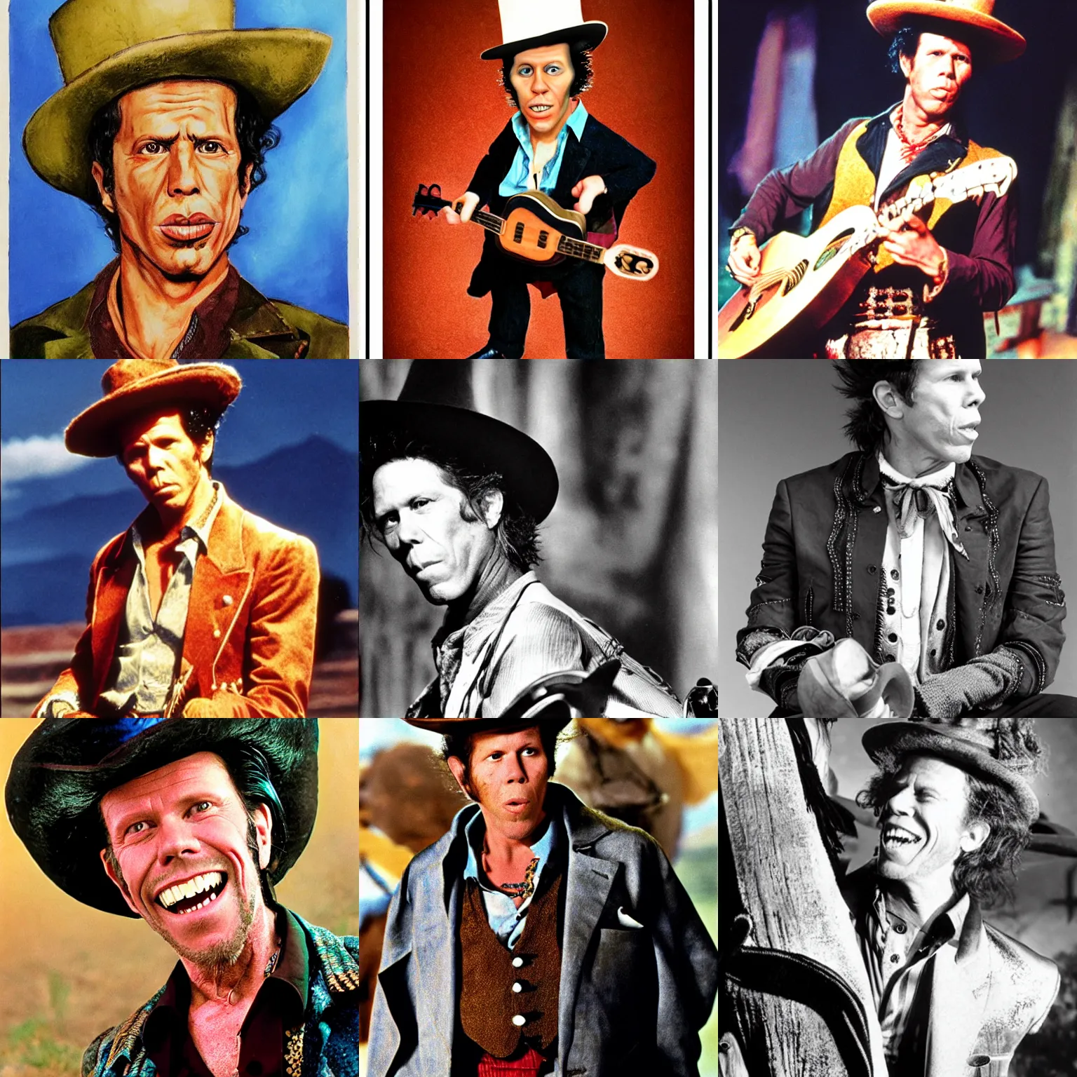 Prompt: tom waits as el guapo from the three amigos