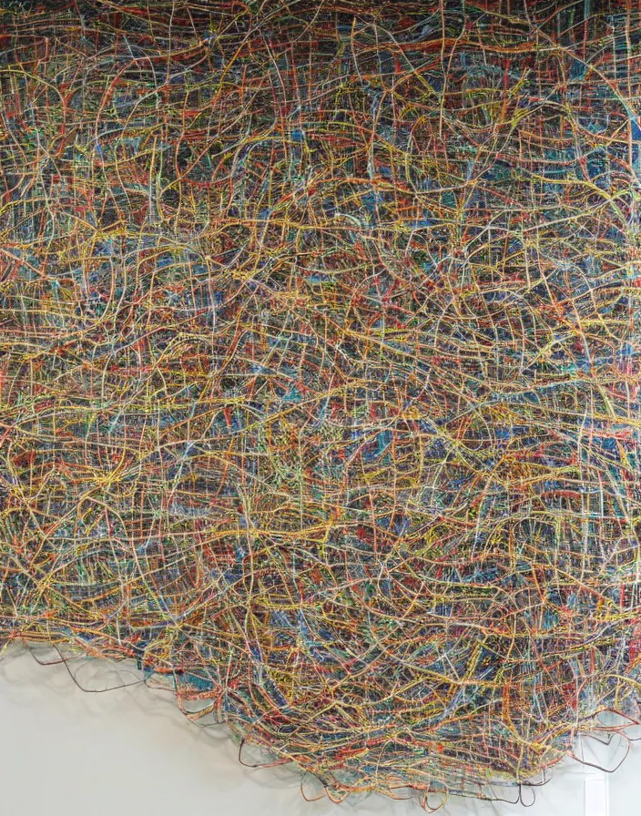 Image similar to hyper detailed industraial & utility flow field neural path by el anatsui