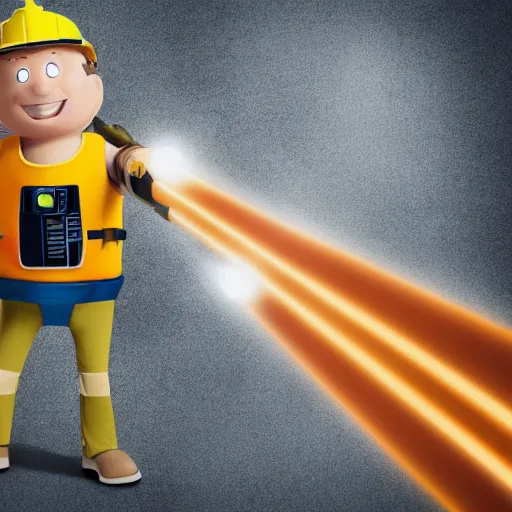 Image similar to bob the builder holding a lightsaber