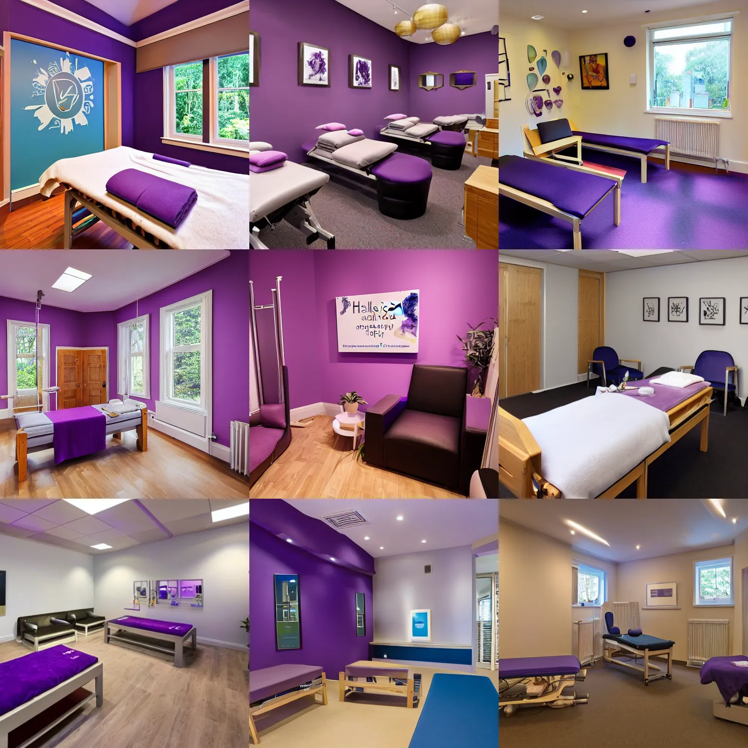 Prompt: The perfect photograph to advertise a multidisciplinary therapy rooms called Halcyon Amethyst on the internet