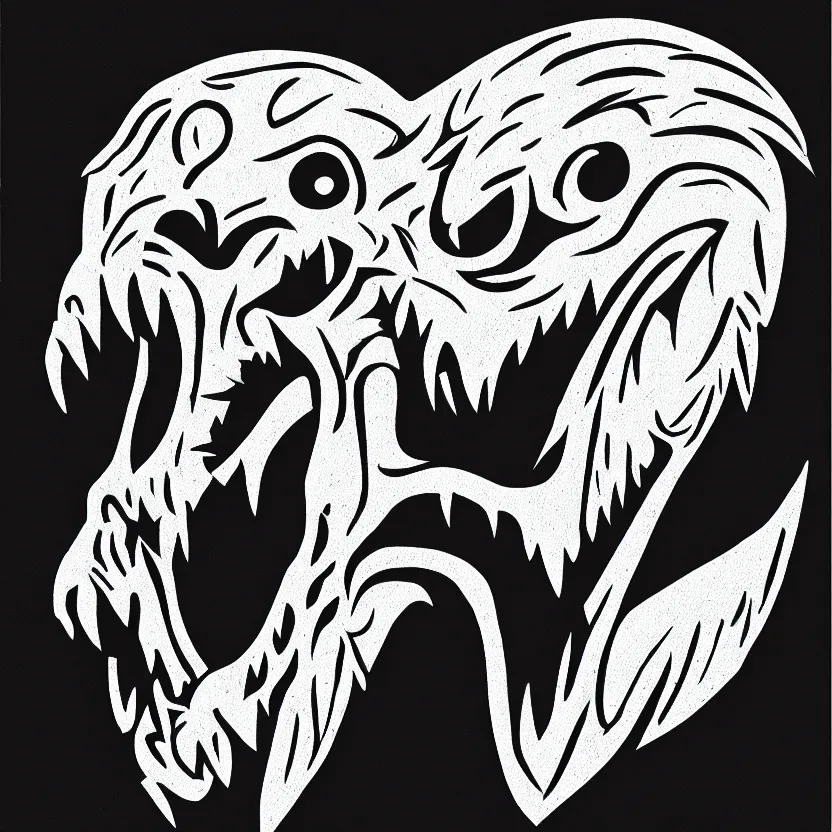 Image similar to rough sketch of a hockey player w a velociraptor skull head sports logo, black and white, pen drawing