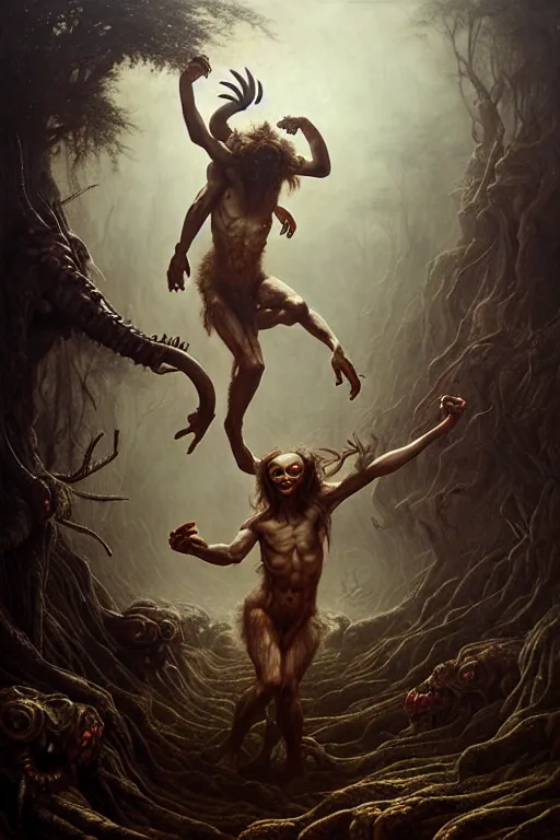 Image similar to satyr dance by anna podedworna, ayami kojima, greg rutkowski, giger, maxim verehin