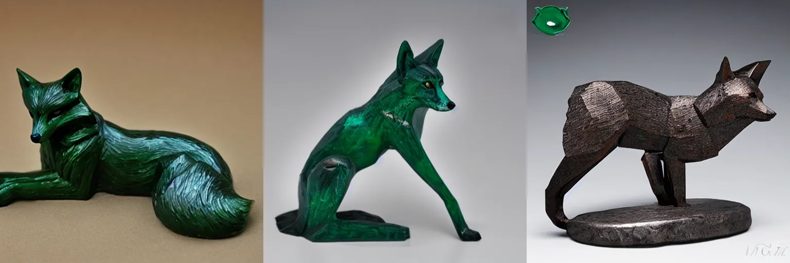 Image similar to Emerald Fox sculpture